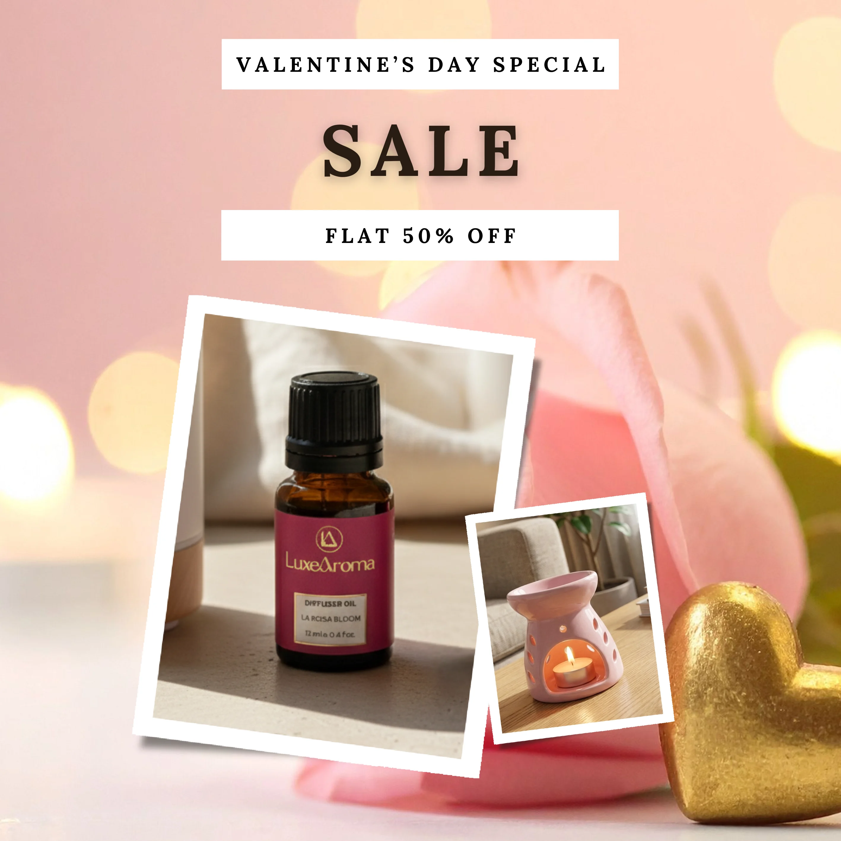 Valentine's Week Sale Flat 50% Off on diffuser oils